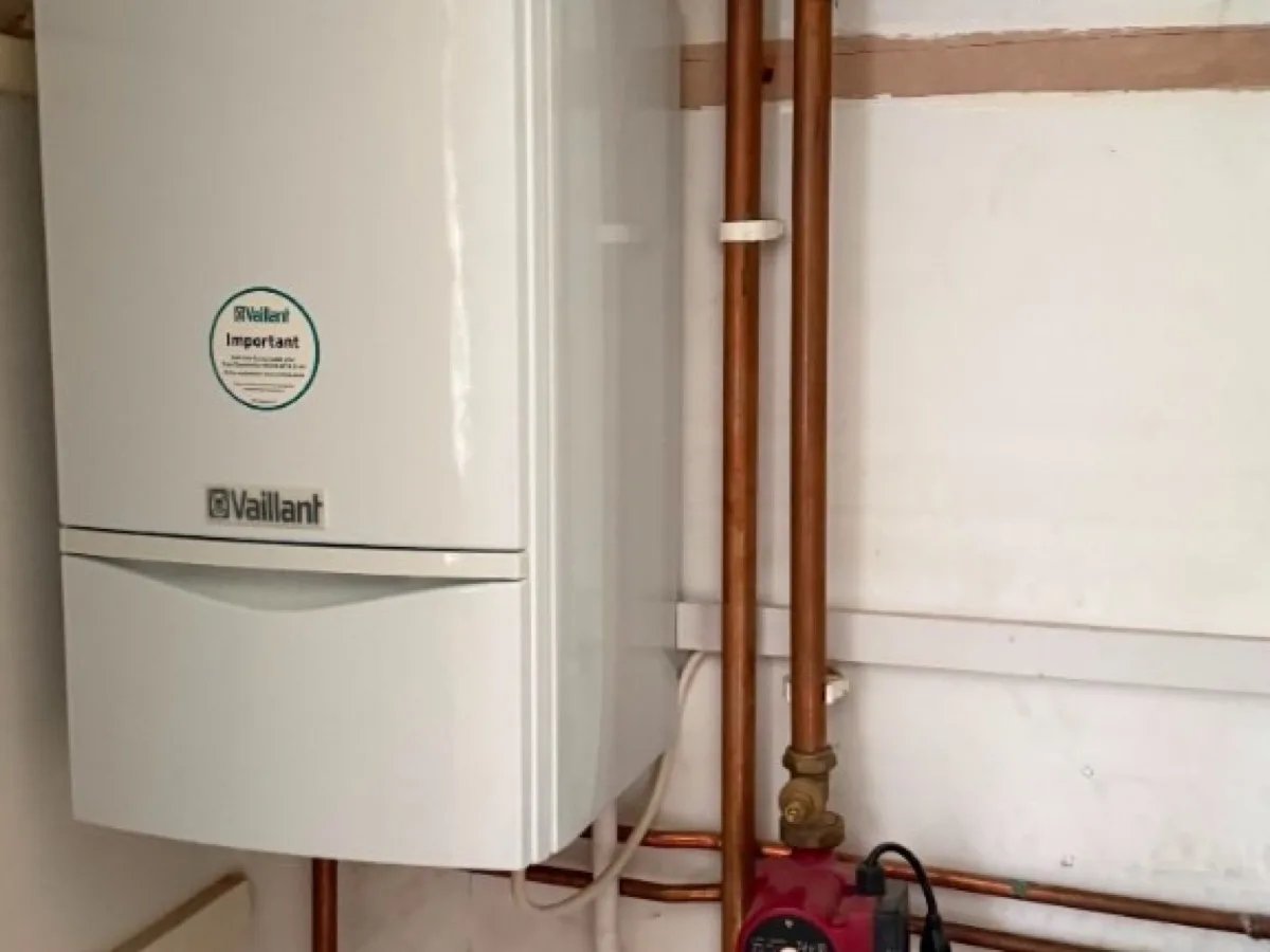 Vaillant wall-mounted boiler with neat copper pipework